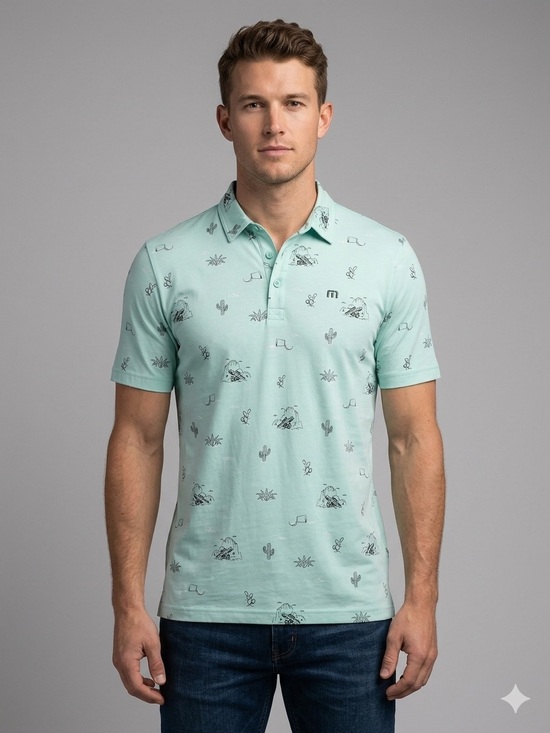 Travis Mathew Other - Travis Mathew Southwestern Themed Mint Green Printed Polo Golf Shirt - Small